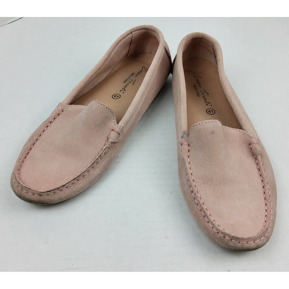 Enzo Tesoti Women's Suede Driving Moccasins Loafers Pale Pink Shoes Size 41